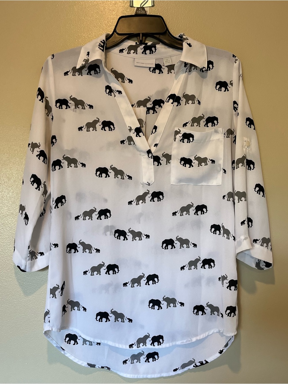 New York & Company Elephant Print Blouse